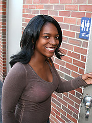 Black beauty has public sex in bathroom gloryhole