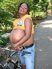 Black big tits topless ride in the park