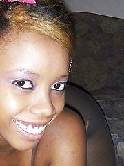 Black girl in pantyhose playing big tits