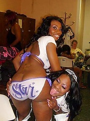 Sweet black doll topless posing on camera